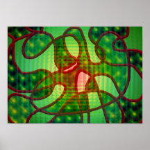 Stained glass with red piping (1) - poster