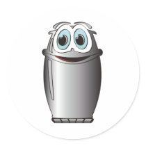 Stainless Steel Cartoon Refrigerator Round Stickers