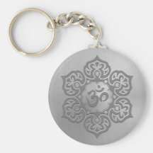Stainless Steel Floral Aum Design Keychains
