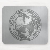 Stainless Steel Yin Yang Dragons Mouse Pad