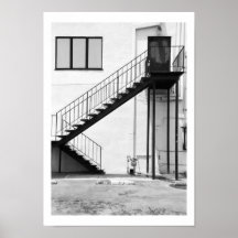 Staircase in Black and White Posters