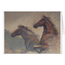 Stallion Duo in Pastels Greeting Card