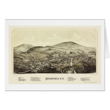 Stamford, NY Panoramic Map - 1890 Greeting Cards