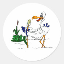 Stammy Stork Round Stickers
