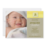 Stamped Monogram Birth Announcement :: yellow invitations