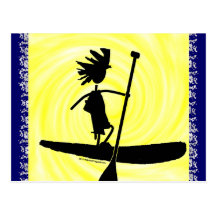 Stand Up Paddle Silhouette Design Postcards