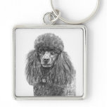 Standard Poodle Charcoal Sketch keychains