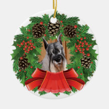 Standard Schnauzer Christmas Holiday Wreath Christmas Tree Ornament