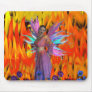 Standing Fairy in a field of flames with flowers Mousepads