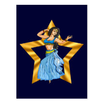 Star Belly Dancing Girl Post Cards