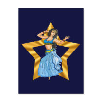 Star Belly Dancing Girl Post Cards
