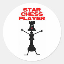 Star Chess Player Cartoon Round Stickers