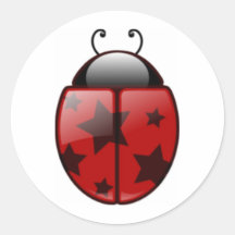 Star Ladybug, Ladybug with Stars Round Sticker