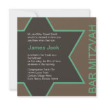 Star of David Bar Mitzvah - Green & Brown Invite