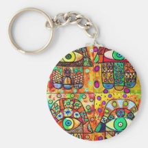 Star Of David Hamsa Vintage Tapastry Keychain
