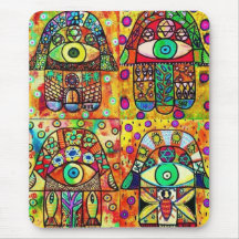 Star Of David Hamsa Vintage Tapastry Mousemats