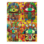 Star Of David Hamsa Vintage Tapastry Post Cards