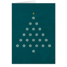 Star Pattern Christmas Tree Blue Card