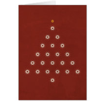 Star Pattern Christmas Tree Red Card