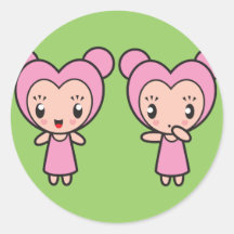 Star Sign Character - Gemini Round Stickers