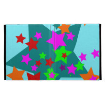 Star Struck Fun Stars Teal Red Pink Lime Orange iPad Folio Cover