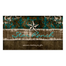 Star Suede Business Card Teal Brown H