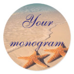 Starfish Beach Wedding Theme Envelope Seals Labels Round Sticker
