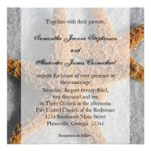 Starfish Duo in the Sand, Beach Wedding Square Personalized Invite