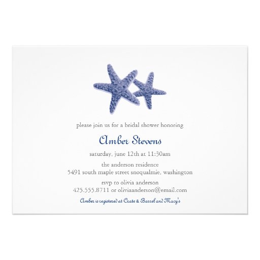 Starfish Pair Shower/Party Invitation