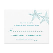 Starfish Wedding RSVP Postcard - Turquoise