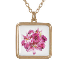 Stargazer Lilies and Roses Necklace