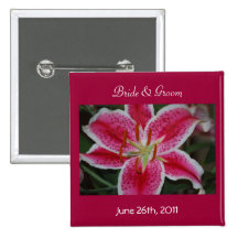 Stargazer Lily Bride & Groom Button