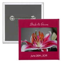 Stargazer Lily Bride & Groom Button
