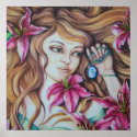 Stargazer Lily Goddess Fantasy Art Print