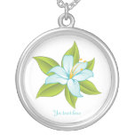 Stargazer lily light blue custom silver pendant