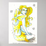 Staring Fairy pin up fantasy Art Poster print