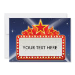 Starred Movie Marquee Custom Blank Back Personalized Invitation