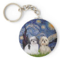 Starry Night - 2 Shih Tzus (A+Y) keychains