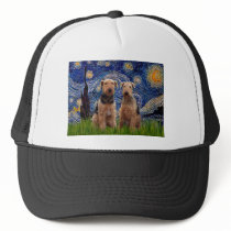 Starry Night - Airedale Terriers (two) Hats