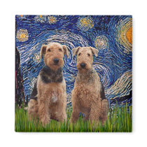 Starry Night - Airedale Terriers (two) Magnet