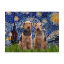Starry Night - Airedale Terriers (two) Postcards