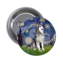 Starry Night - Alaskan Malamute buttons
