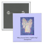Starry Night Angel, "When hearts listen, angels... Pinback Button