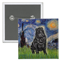 Starry Night - Black Chinese Shar Pei buttons