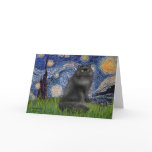 Starry Night - Black Persian cat Greeting Card