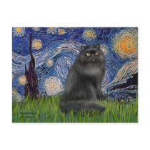Starry Night - Black Persian cat Postcards