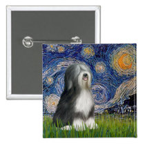 Starry Night - Black & White Tibetan Terrier buttons
