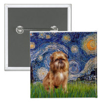 Starry Night - Brown Brussels Griffon buttons
