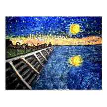 Starry Night Lake Front Postcard