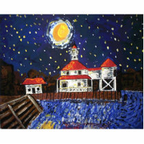 Starry Night Light House Photo Cutouts